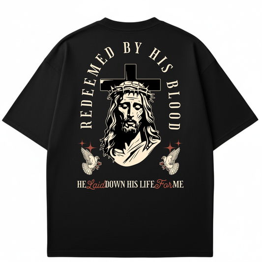 Redeemed by His Blood Christian- T-shirt