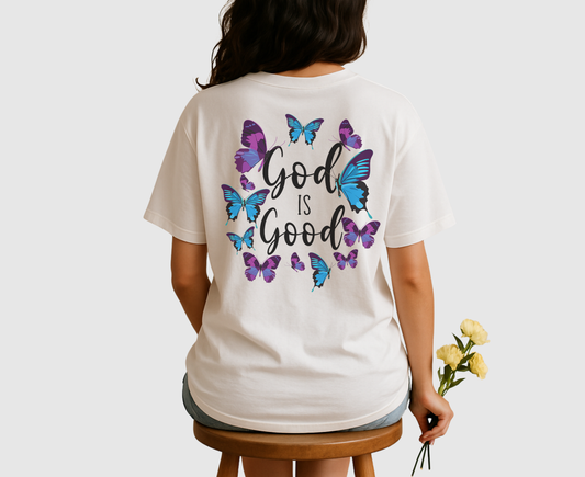 God Is Good Butterfly  - Printed  T-shirt